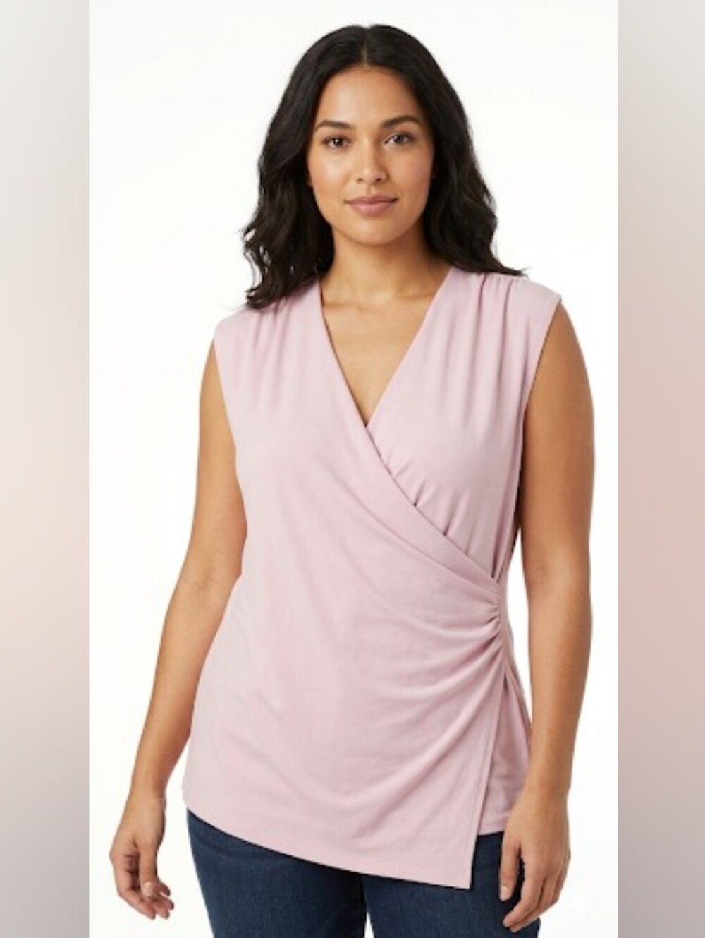 Pink Blush Pink Sleeveless Wrap-Style Camisole